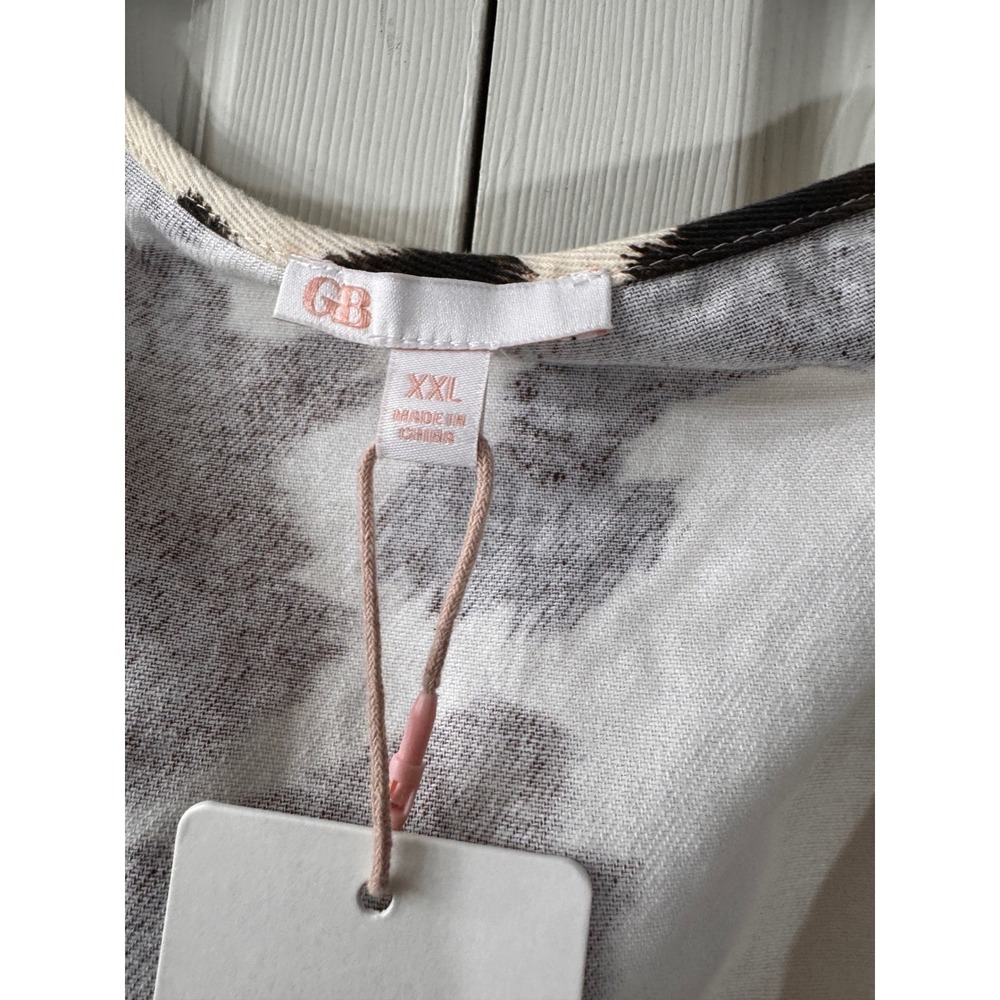GB Gianni Bini Cow Print Lace Up Crop Top Brown Cream Sleeveless XXL NWT - Picture 3 of 5